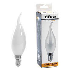 Лампа светодиодная Feron E14 15W 2700K Свеча на ветру Матовая 38260