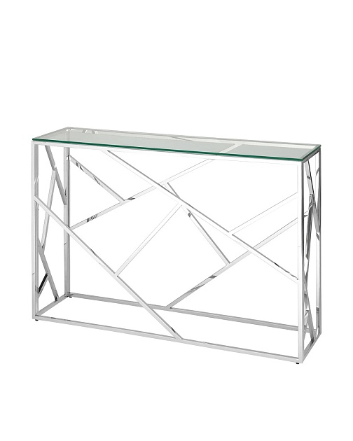 Консоль Stool Group АРТ ДЕКО 115х30 прозрачное стекло сталь серебро ECST-015 (115x30) фото 