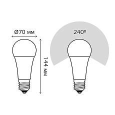 Лампа светодиодная Gauss E27 22W 3000К матовая 102502122 1
