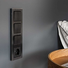 Выключатель Werkel двухклавишный проходной черный матовый W1122008 4690389156724 2