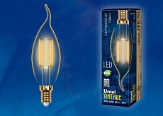 Лампа светодиодная филаментная Uniel E14 5W 2250K прозрачная LED-CW35-5W/GOLDEN/E14 GLV21GO UL-00002397 1