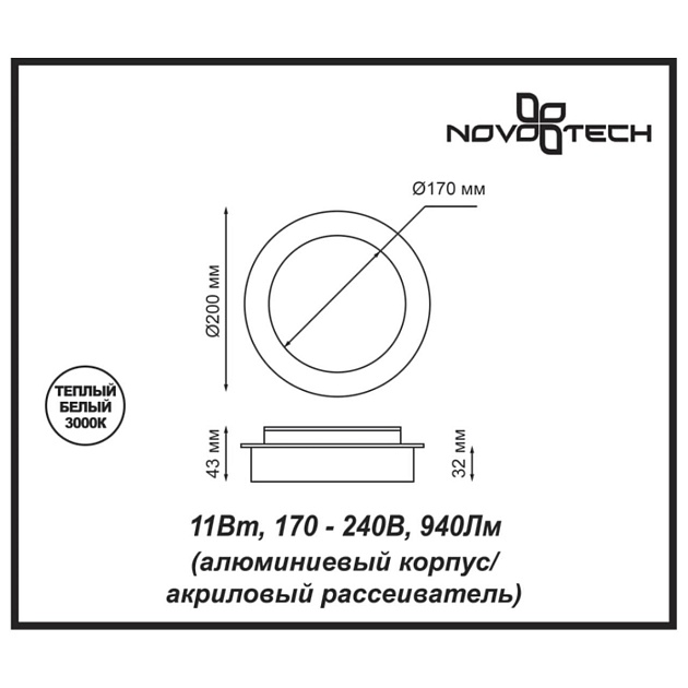Настенный светодиодный светильник Novotech Over Smena 357857 фото 2