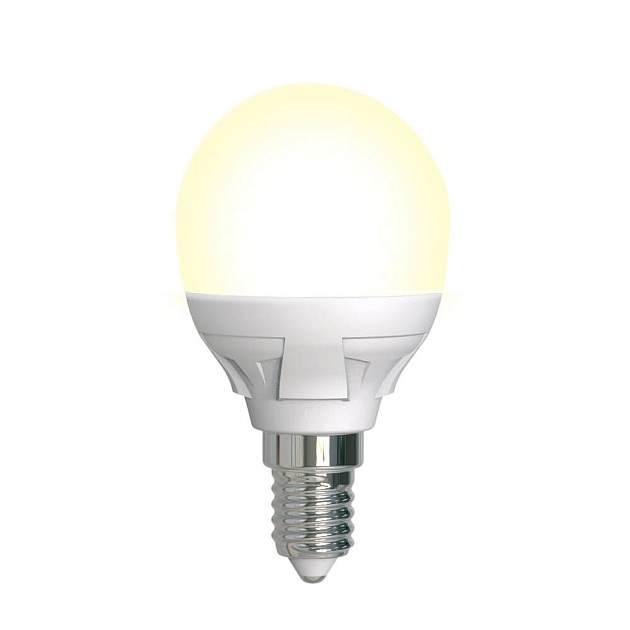 Лампа светодиодная диммируемая Uniel E14 7W 3000K матовая LED-G45 7W/3000K/E14/FR/DIM PLP01WH UL-00004302 фото 