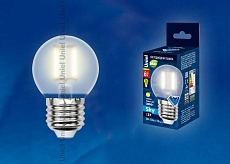 Лампа светодиодная филаментная Uniel Е27 6W 3000K матовая LED-G45-6W/WW/E27/FR PLS02WH UL-00000302 1