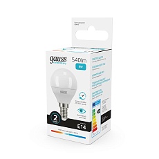 Лампа светодиодная Gauss E14 8W 4100K матовая 53128 2