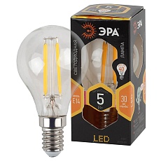 Лампа светодиодная филаментная ЭРА E14 5W 2700K прозрачная F-LED P45-5W-827-E14 Б0043437 3