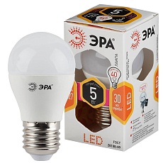 Лампа светодиодная ЭРА E27 5W 2700K матовая LED P45-5W-827-E27 Б0028486 2