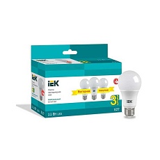 Лампа светодиодная IEK E27 11W 4000K матовая LLE-A60-11-230-40-E27-3