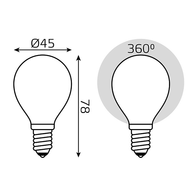 Лампа светодиодная филаментная Gauss E14 5W 2700К матовая 105201105 фото 5