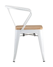 Барный стул Tolix Arm Wood белый глянцевый + светлое дерево YD-H440AR-W LG-02 2