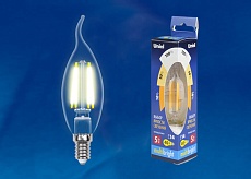 Лампа светодиодная филаментная Uniel E14 5W 3000K прозрачная LED-CW35-5W/WW/E14/CL/MB GLM10TR UL-00002368 1