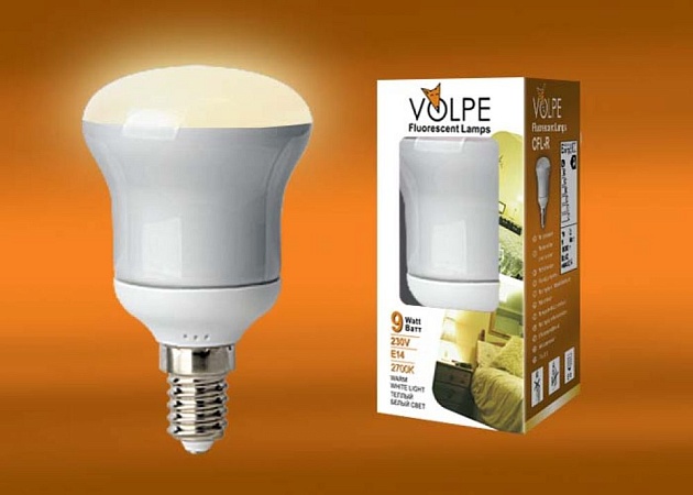 Лампа энергосберегающая Volpe E14 9W 2700K матовая CFL-R 50 220-240V 9W E14 2700K 02979 фото 