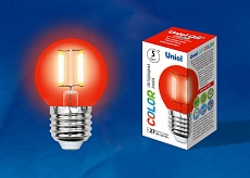 Лампа светодиодная филаментная Uniel E27 5W красная LED-G45-5W/RED/E27 GLA02RD UL-00002986 1