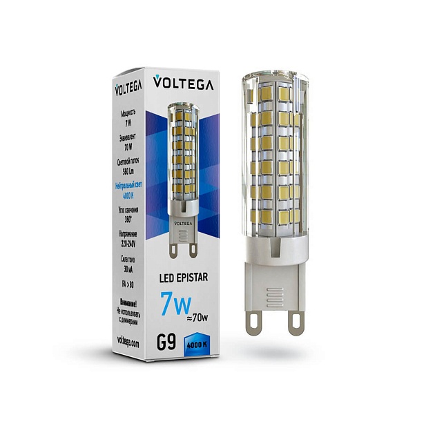 Лампа светодиодная Voltega G9 7W 4000К прозрачная VG9-K1G9cold7W 7037 фото 