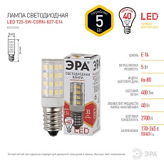 Лампа светодиодная ЭРА E14 5W 2700K прозрачная LED T25-5W-CORN-827-E14 Б0033030 1