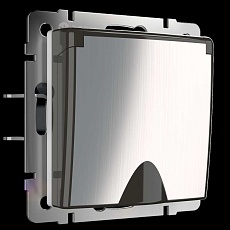 Розетка влагозащищенная с заземлением, с защитной крышкой и шторками Werkel глянцевый никель W1171202 4690389158049 2