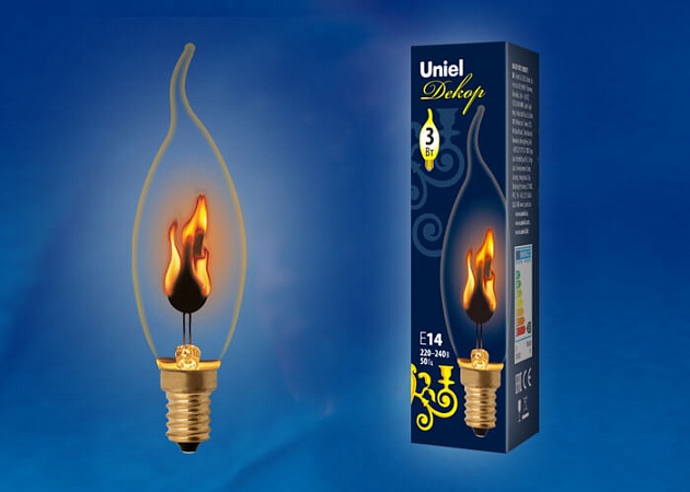 Лампа накаливания Uniel E14 3W золотистая IL-N-CW35-3/RED-FLAME/E14/CL UL-00002982 фото 2