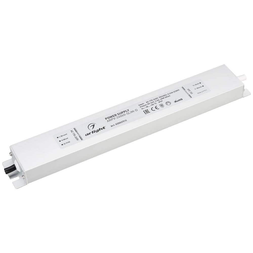 

Блок питания Arlight ARPV-24060-Slim-D 24V 60W IP67 2,5A 025027(1), Белый, 025027(1) ARPV-D