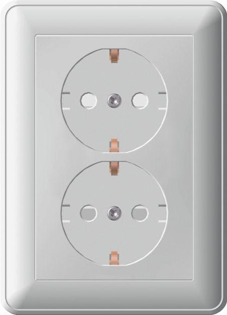 

Розетка двойная 2К+З Schneider Electric W59 16A 250V со шторками белая RS16-255-18, Белый, RS16-255-18 W59