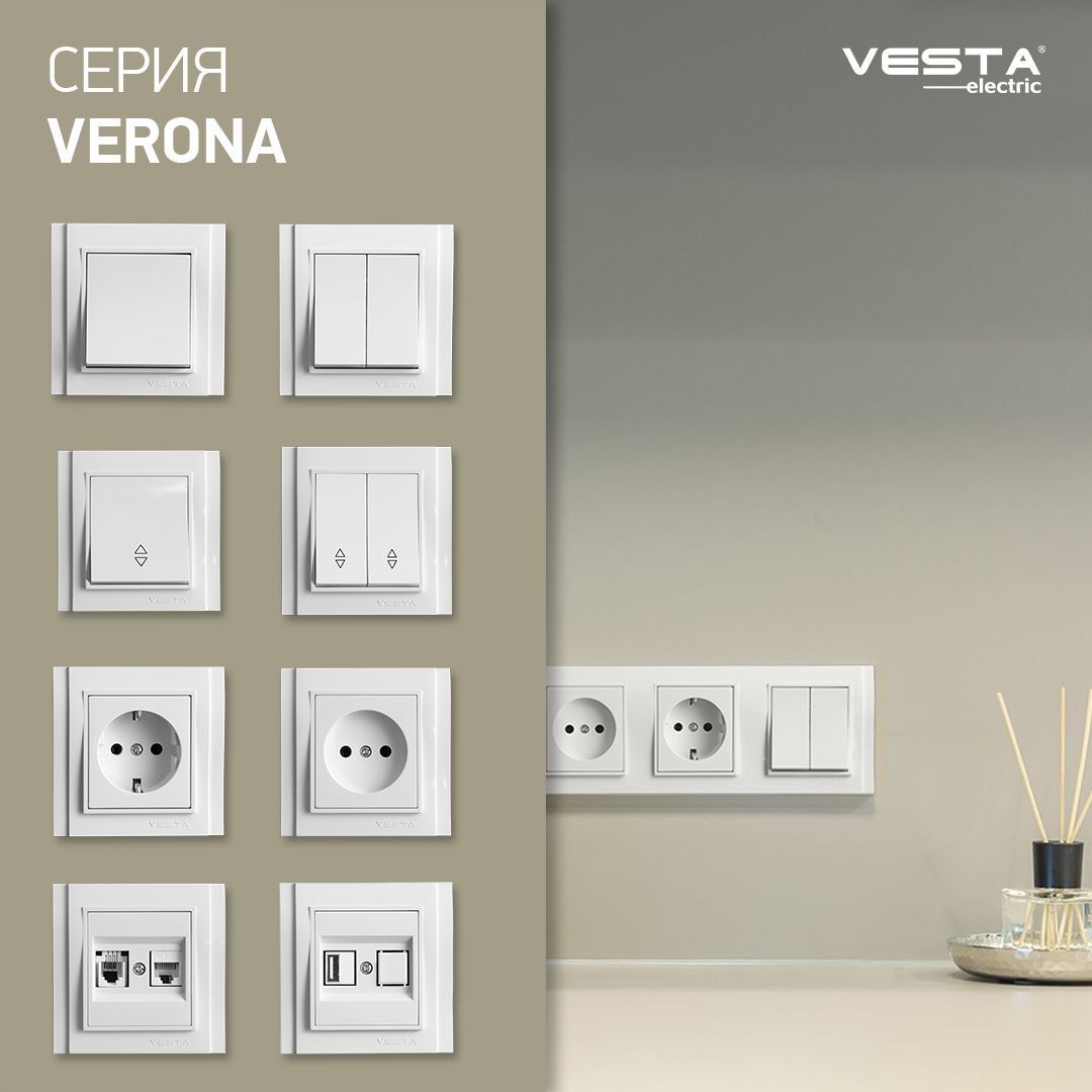 Розетка LAN/телефонная Vesta-Electric Verona белый FRZ00020104BEL ⚡ -  купить с доставкой по Москве и России в интернет-магазине ВамСвет