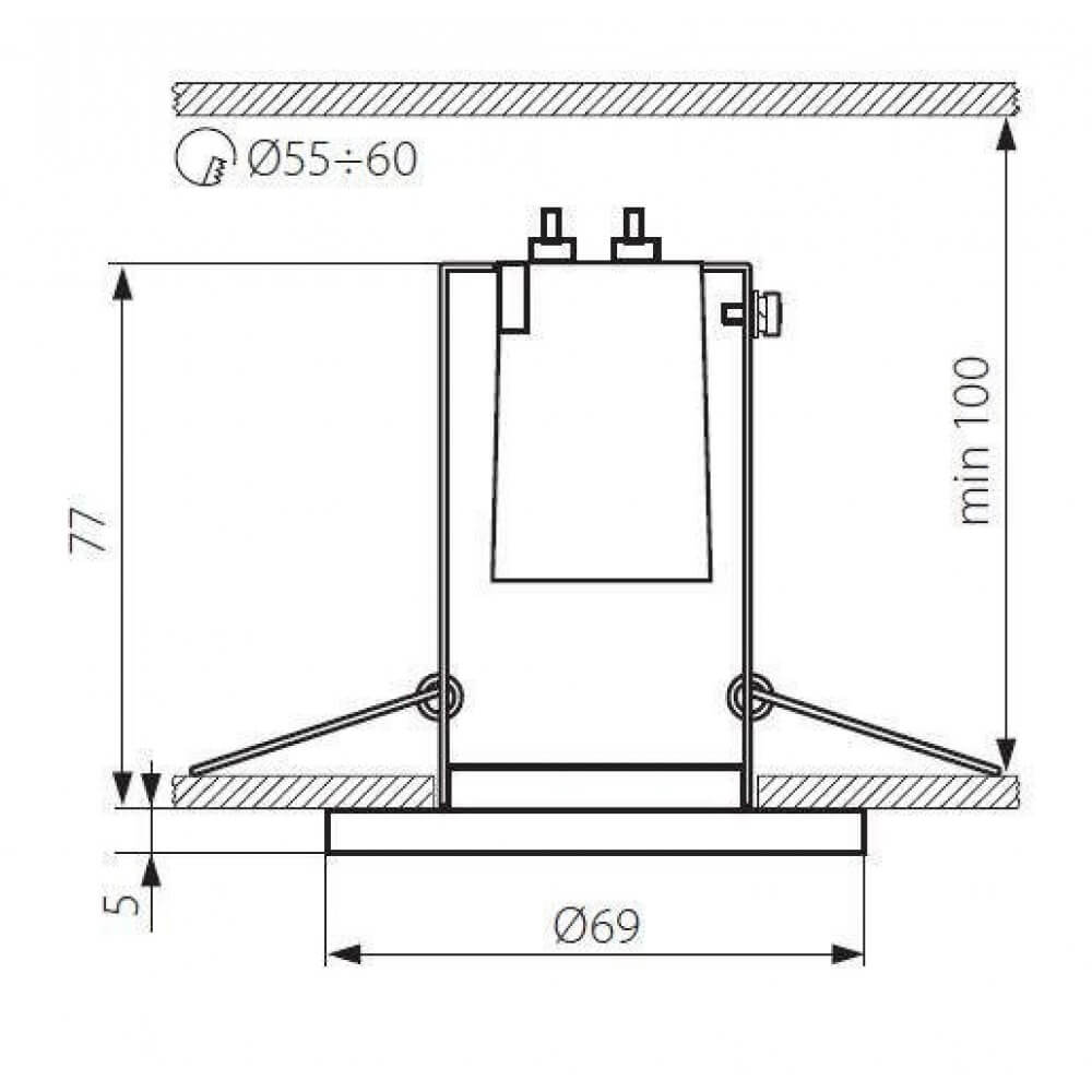 Диаметр светильники. Установочные отверстие для точечных светильников 76мм. Размер отверстия под точечный светильник. 1074m100f. Точечный светильник Kanlux е14.