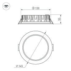 Встраиваемый светодиодный светильник Arlight MS-Mist-Built-R145-15W Warm3000 041613 1