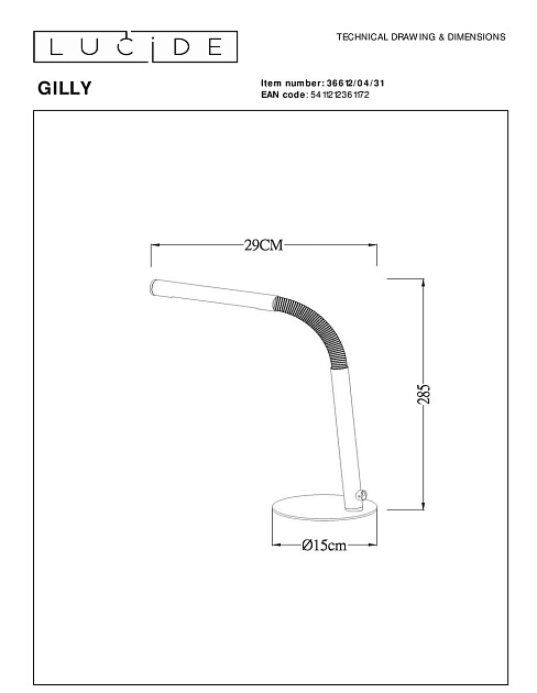 Настольная лампа Lucide Gilly 36612/04/31 фото 2