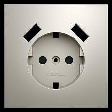 Накладка для розетки с заземлением и защитными шторками с USB A+A S70 (кашемир) Voltum VLS000903 1