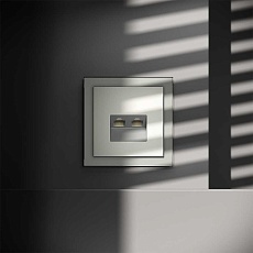 Розетка компьютерная встраиваемая Voltum S70 двойная RJ45+RJ45 кат.6, (сталь) VLS060205 1