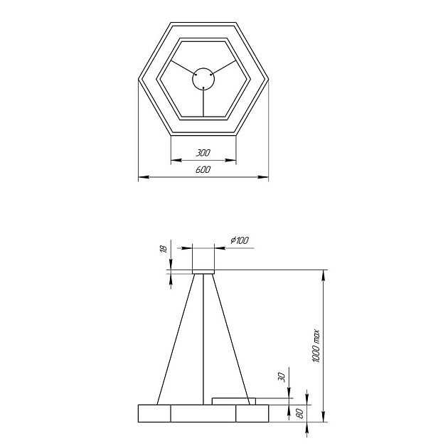 Подвесной светодиодный cветильник Geometria ЭРА Hexagon SPO-123-B-40K-045 45Вт 4000К черный Б0050555 фото 2