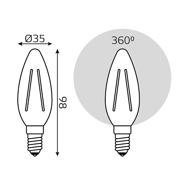 Лампа cветодиодная филаментная Gauss E14 7W 2700K прозрачная 3 шт. 103901107T фото 2