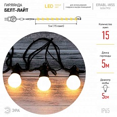 Уличная светодиодная гирлянда ЭРА Белт Лайт 220V теплый свет ERABL-WS5 Б0047952 5