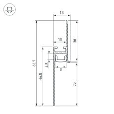 Профиль встраиваемый Arlight Plintus-Fantom-Bent-H35-Side-2000 White 043675 1