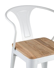 Барный стул Tolix Arm Wood белый глянцевый + светлое дерево YD-H440AR-W LG-02 5