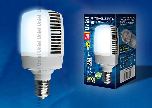Лампа светодиодная Uniel E40 70W 6500K матовая LED-M105-70W/DW/E40/FR ALV02WH UL-00001812 фото 2