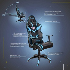 Игровое кресло AksHome Viper синий + черный, экокожа 45705 2