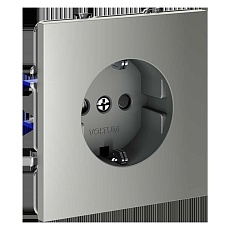Розетка встраиваемая Voltum S70 с заземлением и защитными шторками, 16А, (сталь) VLS040205 1