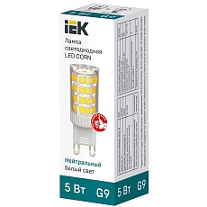 Лампа светодиодная IEK G9 5W 4000K прозрачная LLE-CORN-5-230-40-G9 1