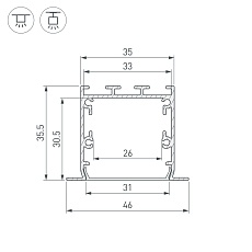 Профиль встраиваемый Arlight Linia49-F-S-2500 Anod 041871 1