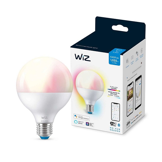 Лампа светодиодная диммируемая WiZ E27 11W RGB+CCT матовая Wi-Fi BLE 75WG95E27922-65RGB1PF/6 929002383902 фото 