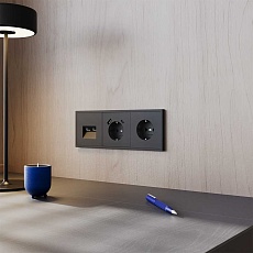 Розетка компьютерная встраиваемая Voltum S70 двойная RJ45+RJ45 кат.6, (черный матовый) VLS060208 5