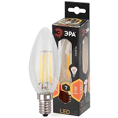Лампа светодиодная филаментная ЭРА E14 7W 2700K прозрачная F-LED B35-7W-827-E14 Б0027942 1