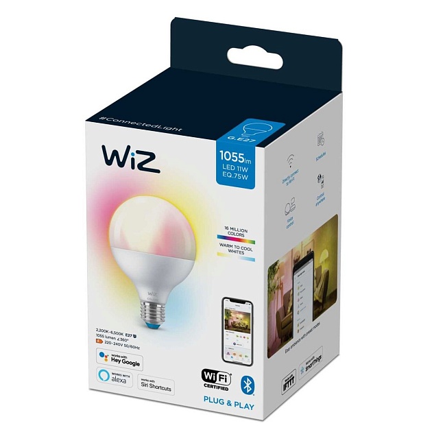 Лампа светодиодная диммируемая WiZ E27 11W RGB+CCT матовая Wi-Fi BLE 75WG95E27922-65RGB1PF/6 929002383902 фото 4