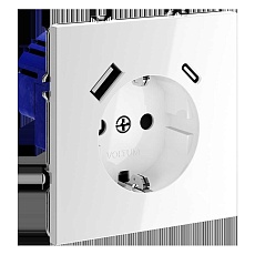 Розетка встраиваемая Voltum S70 с заземлением и защитными шторками, 16А, с USB, A+С, (белый глянцевы VLS040501 4
