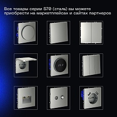 Выключатель с самовозвратом встраиваемый Voltum S70 двухклавишный 10А, (сталь) VLS020605 1