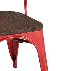 Барный стул Tolix красный глянцевый + темное дерево YD-H440B-W LG-03 3