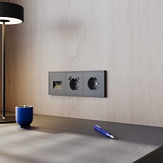 Розетка встраиваемая Voltum S70 с заземлением 16А, (графит) VLS040107 1