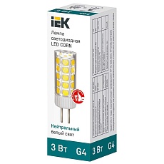 Лампа светодиодная IEK G4 3W 4000K прозрачная LLE-CORN-3-012-40-G4 1