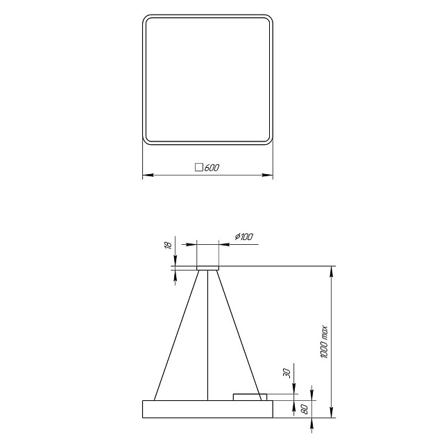 Подвесной светодиодный cветильник Geometria ЭРА Quadro SPO-163-B-40K-050 50Вт 4000К черный Б0050587 фото 2