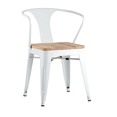 Барный стул Tolix Arm Wood белый глянцевый + светлое дерево YD-H440AR-W LG-02